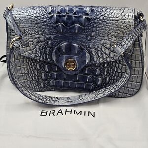 Brahmin Navy Embossed Shoulder Bag